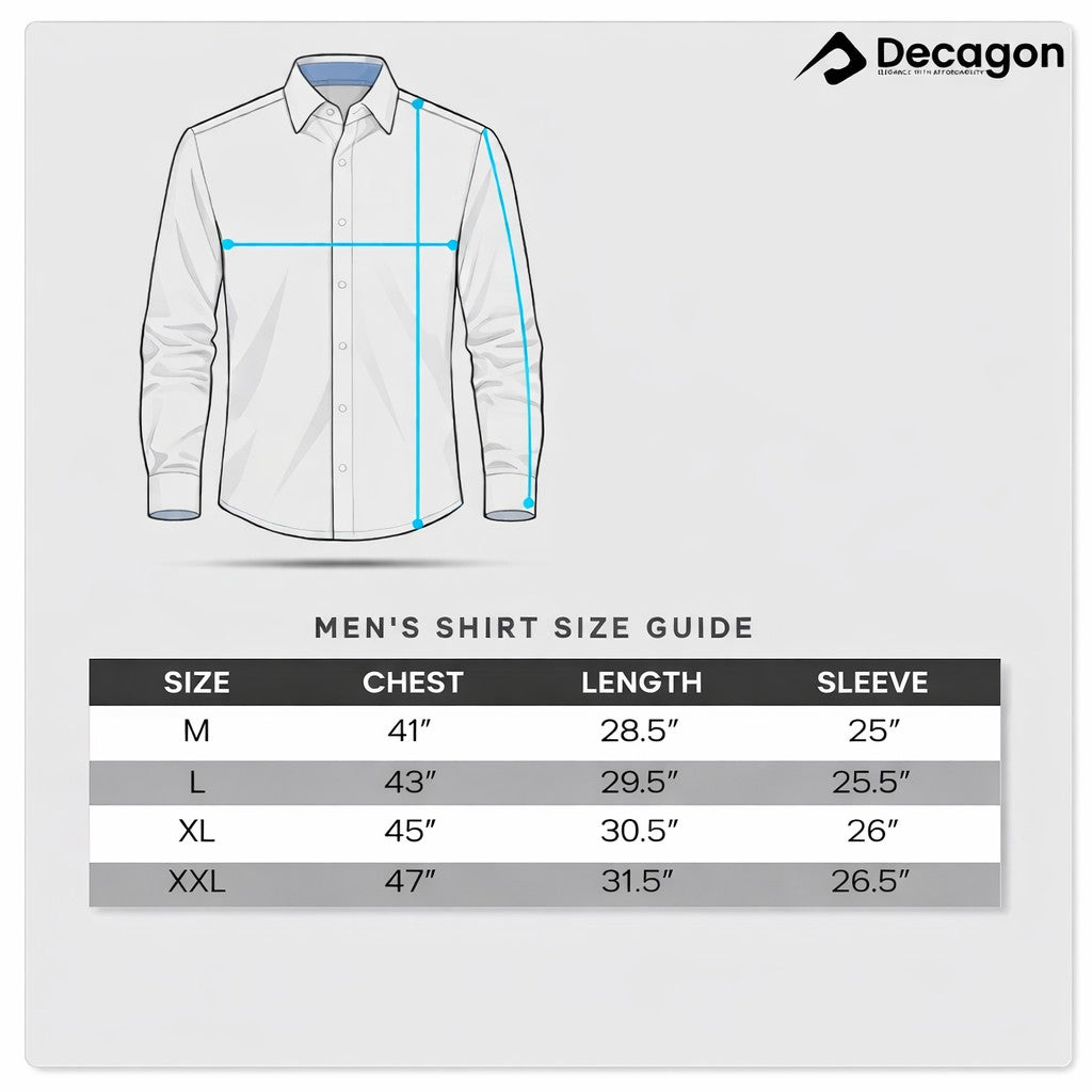 Decagon Men's shirt size guide 